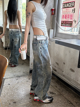 キッチュスリットワイドデニムパンツ