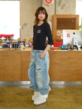 CROSS APLIQUE DENIM LIGHT BLUE