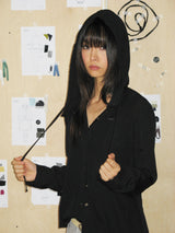 SNAP HOODIE SHIRT (BLACK)