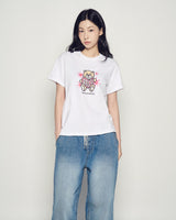 25FW WOMAN AC BEAR HEART SHORT SLEEVE WHITE
