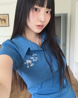 Devon Star Printed Collar Short-Sleeved T-Shirt