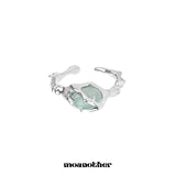 Green Oval Open Ring