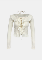 Wat Halter Sleeveless & Frill Cardigan