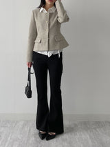 Blossom Square Neck Tweed Short Jacket