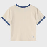 キャンパスラバークリームクロップ半袖リンガーtシャツ