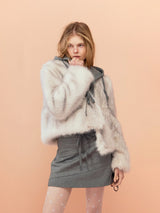 White Foxy Unique Cropped Fur Jacket