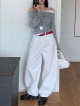 Mild Back Lace-Up Corset Balloon Wide Pants