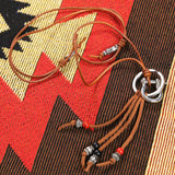 turquoise & leather cord beads necklace brown