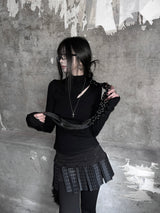 diagonal cut-out half neck T