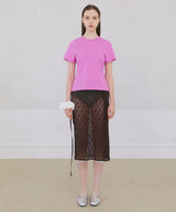 Floral Lace Layered Skirt - Brown