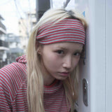 Stripe Waffle Head Band (red/grey)