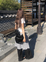 Se-eun Color Matching Nylon Wide Pants