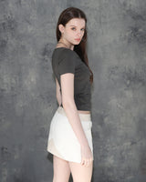 Metal Triclipse Leather Mix Mini Skirt White