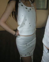 Eyelet halterneck sleeveless - White