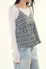 Mona check bustier blouse