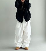 (UNISEX)ワッフルシックボクシーオーバーサイズドロングルーズソフトフィットビッグフーディージップアップ