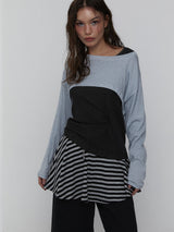 Striped Mini Skirt_Charcoal