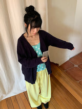 Hio Basic Loose-Fit V-Neck Cardigan