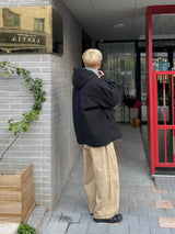 Cotton wide banding balloon pants 3C
