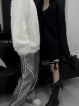 overfit blanc angora knit cardigan (unisex)