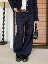 Penny Red Stitch Raw Wide Denim Pants