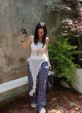 Checked around wide pants