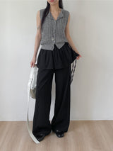 Frill Wrap Nylon Wide Pants