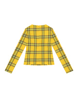Twisted Check High-neck Top _ YELLOW