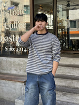 With crop stripe long-sleeve tee
