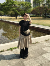 Benny Dot Shirred Midi Skirt (4c)