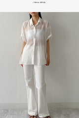 Winkle Roll-up See-through Short Sleeve Shirt