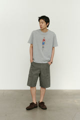 パネルドカーゴポケットヘリンボーンツイルショーツ (Washed Khaki)