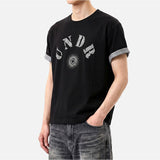 Rolled-Sleeve Cropped Short-Sleeve T-Shirt Crack Solar Black