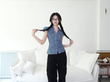 blue checkered shirt