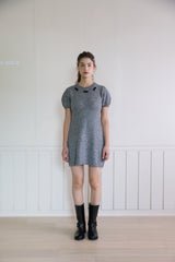 RIBBON PUFF KNIT DRESS (2COLORS)