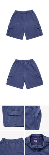 BASIC LOGO PIGMENT WASHING CARGO SHORT PANTS NAVY