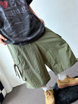 Riboni Crinkled Nylon Cargo Bermuda Shorts 3color