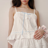 リボンフリルスリーブレス(White)