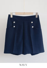 Cornell Summer Tweed Button Short Pants
