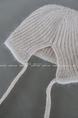 Angora knit earring bonnet