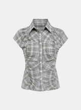 Della Ruched Check Blouse