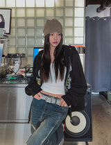 Cross Vintage Printing Two-Way Hood Zip-Up