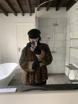 High-End Leopard Suede Fur Jacket