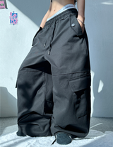 OVER HIP WIDE CARGO PANTS💚🖤🩶 - 3 COLORS