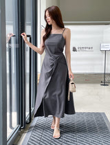 シュア ツイスト ラップ ビスチェ ロングワンピース