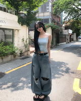 Pave Vintage Damage Balloon Denim Pants