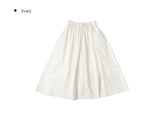 Curly Flare Cotton Banding Long Skirt