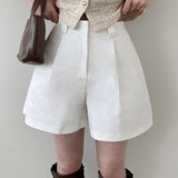 Amune half pintuck high waist short pants