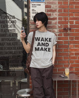 メイクレタリングプリントショートスリーブTシャツ