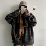 Paden thick boxy fleece checkered collar sweatshirt
